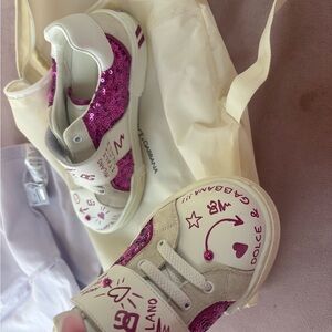 Dolce & Gabbana Kids Sneakers with Pink Sequins